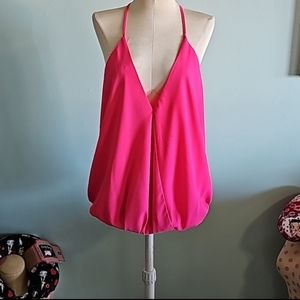 Davi & Dani Vibrant Hot Pink Racerback Blouson Tank - Size L